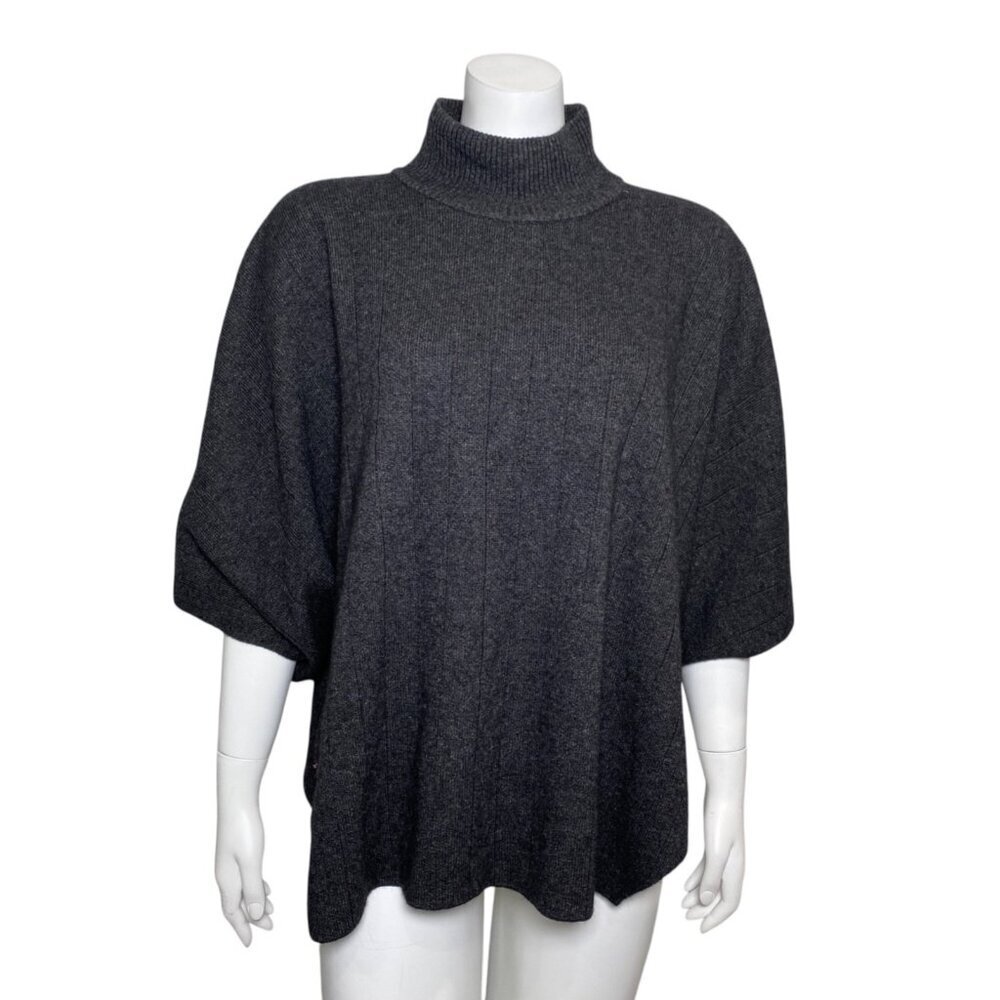 Note di Anita Merino Wool Cashmere Sweater Poncho Dolman Mock Neck One Size
